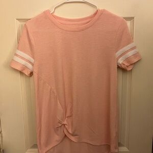 SO Pink Varsity Striped Front Knot Tee Top Shirt NWOT Small